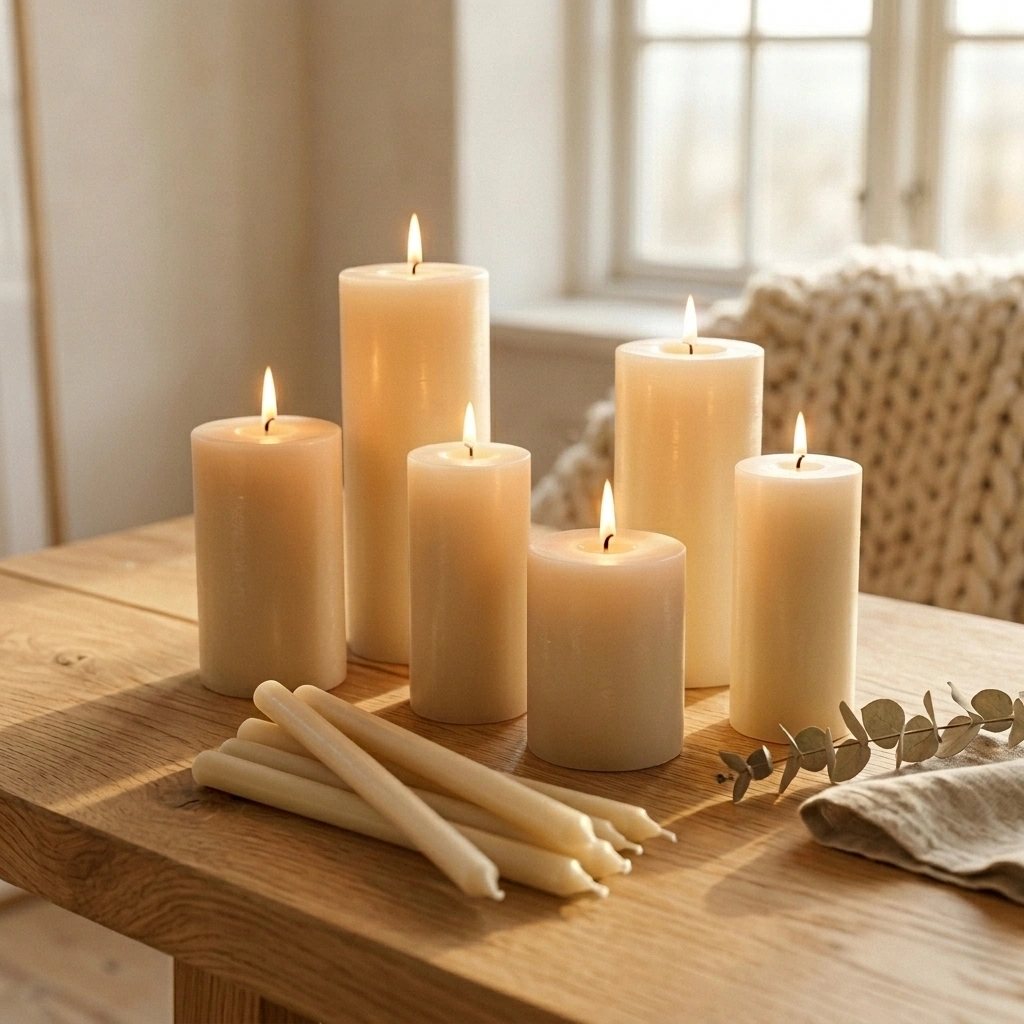 Candles Group photo wood table